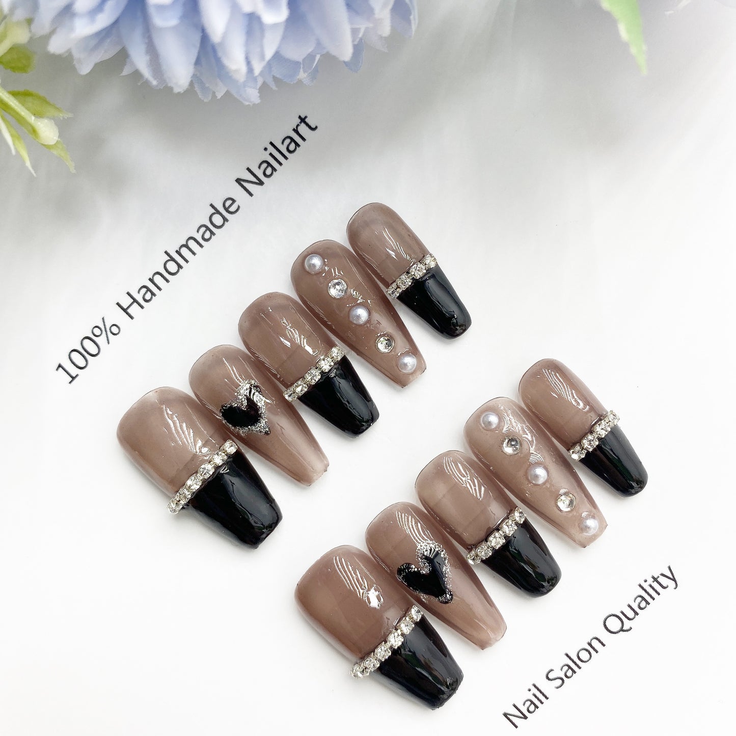 Handmade Nails Press on Nails DIY Nail Art for Woman Girl Nail Design Long Coffin 2023