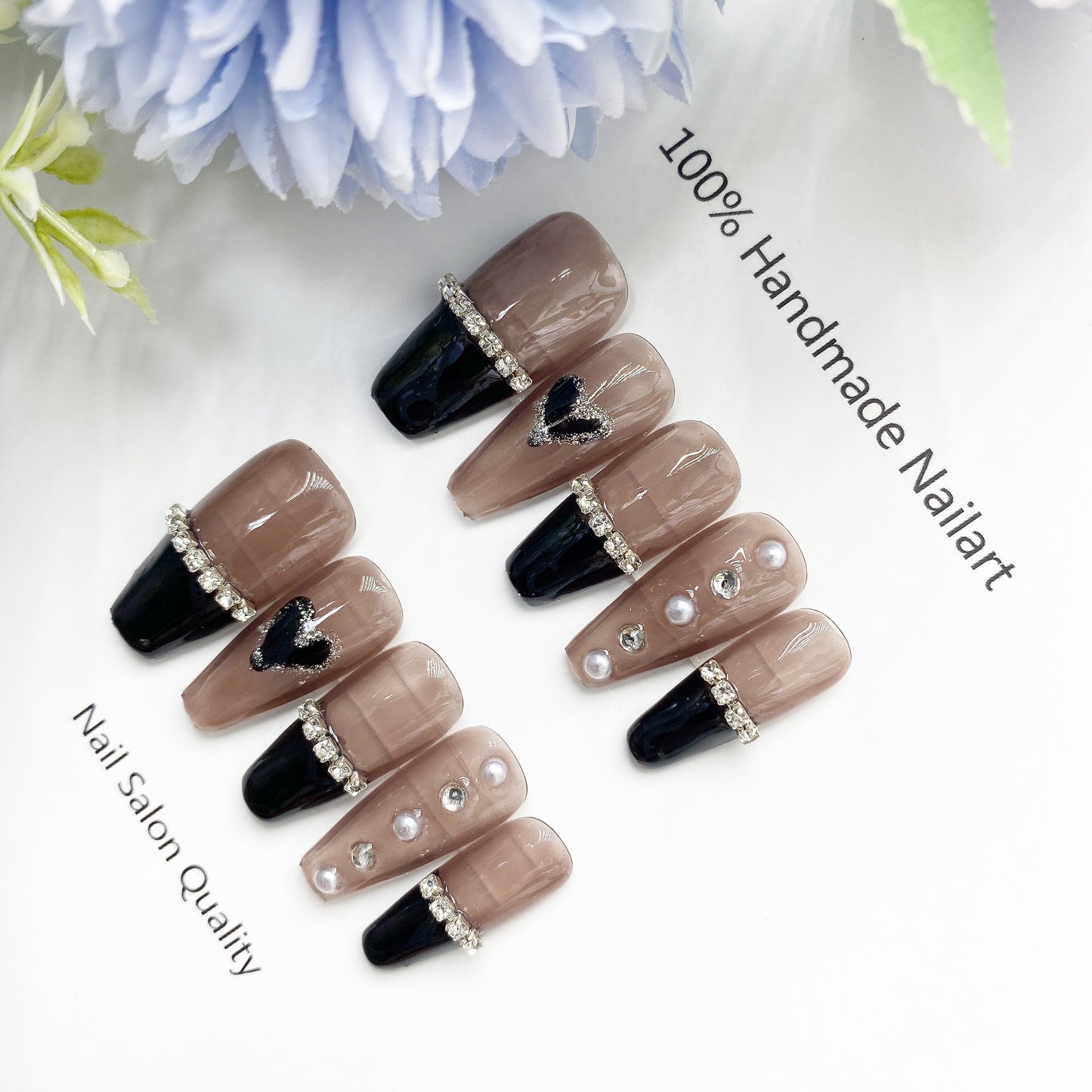 Handmade Nails Press on Nails DIY Nail Art for Woman Girl Nail Design Long Coffin 2023