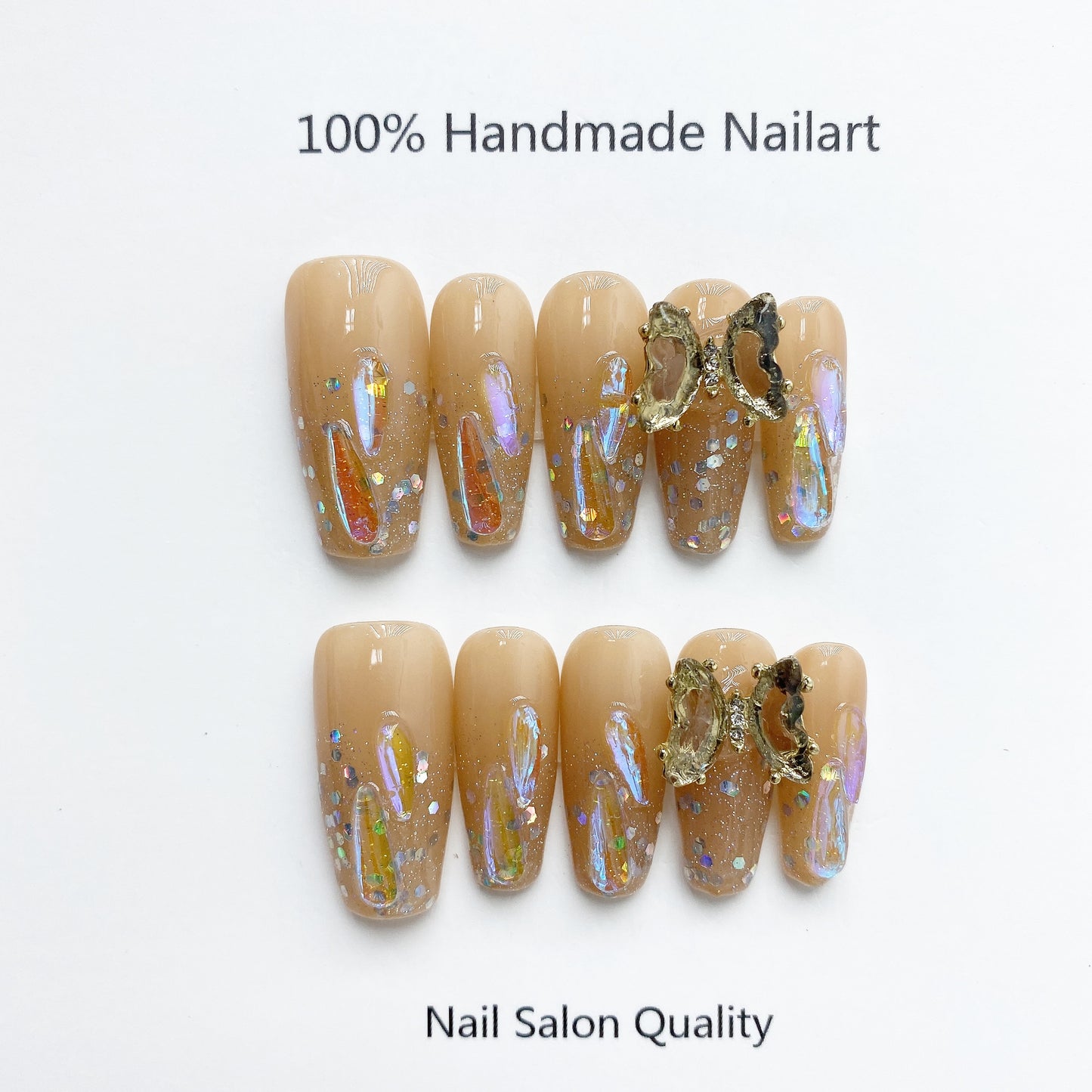 Handmade Nails Press on Nails DIY Nail Art for Woman Girl Nail Design Long Coffin 2023