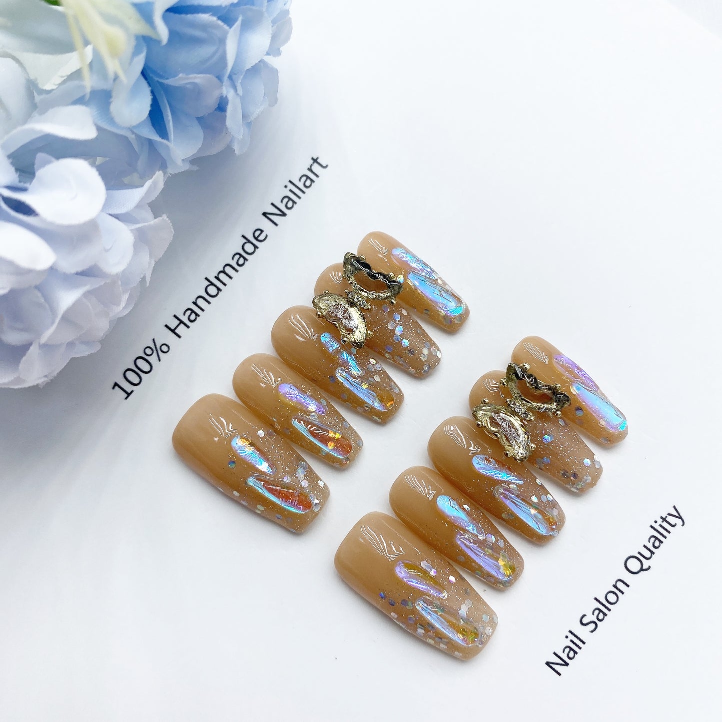 Handmade Nails Press on Nails DIY Nail Art for Woman Girl Nail Design Long Coffin 2023