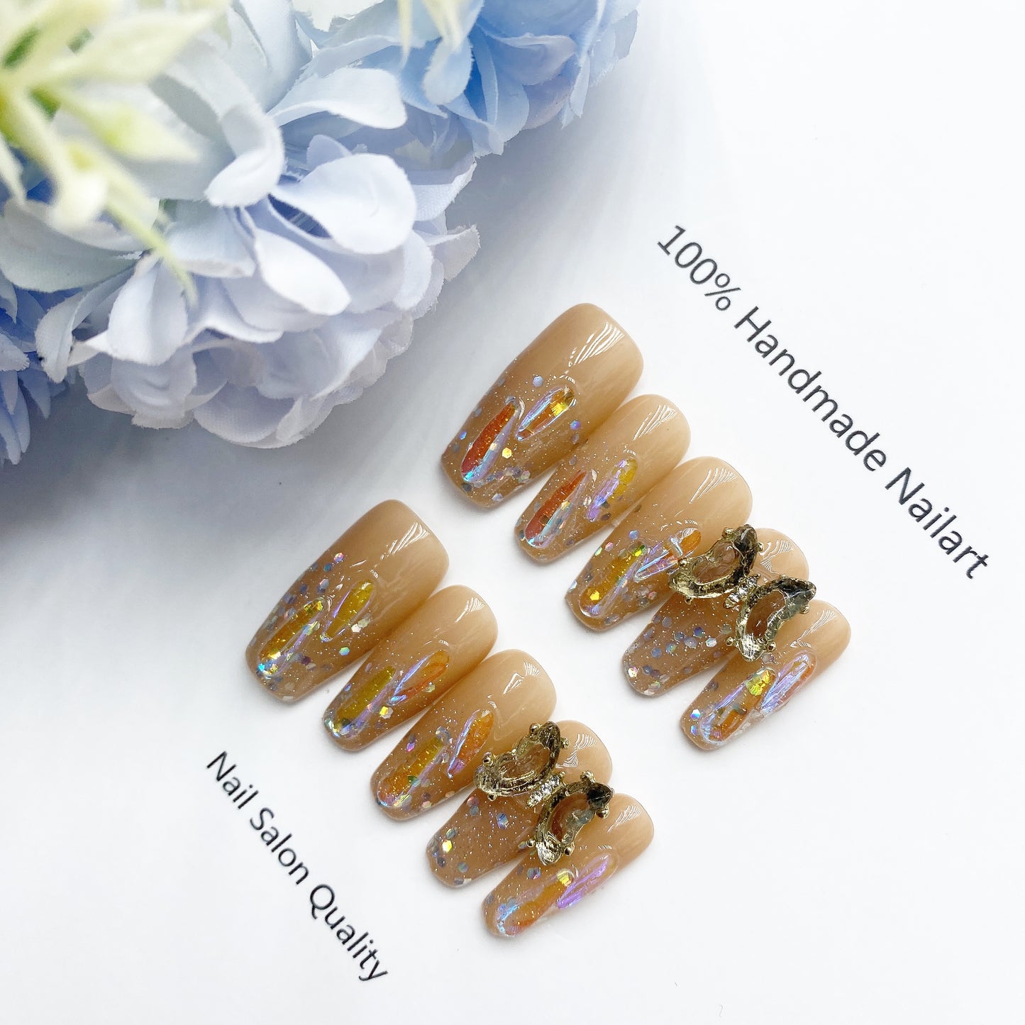 Handmade Nails Press on Nails DIY Nail Art for Woman Girl Nail Design Long Coffin 2023