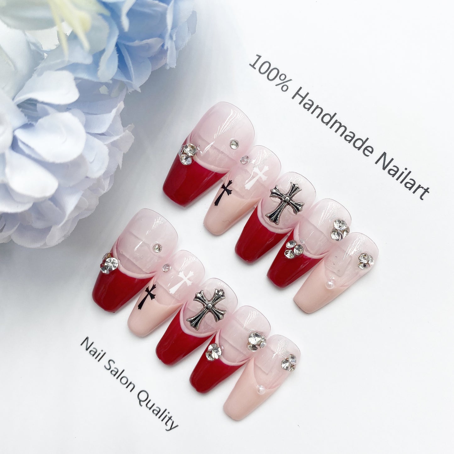 Handmade Nails Press on Nails DIY Nail Art for Woman Girl Nail Design Long Coffin 2023