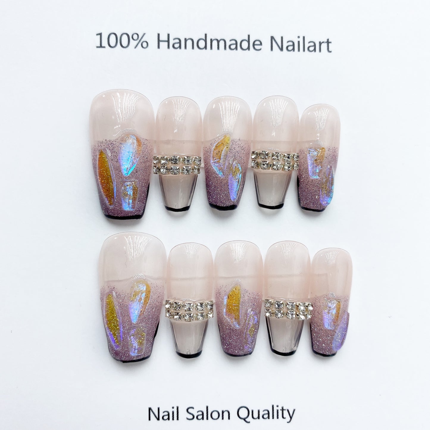 Handmade Nails Press on Nails DIY Nail Art for Woman Girl Nail Design Long Coffin 2023