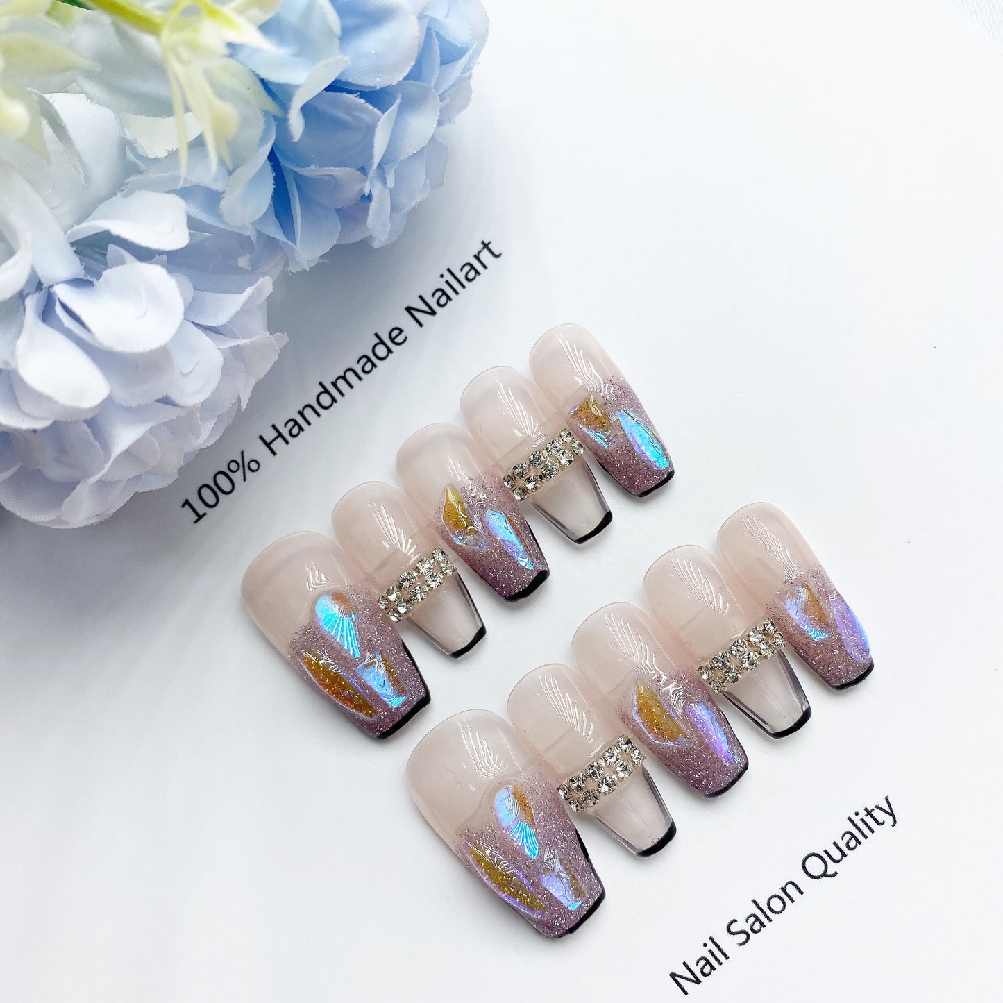Handmade Nails Press on Nails DIY Nail Art for Woman Girl Nail Design Long Coffin 2023