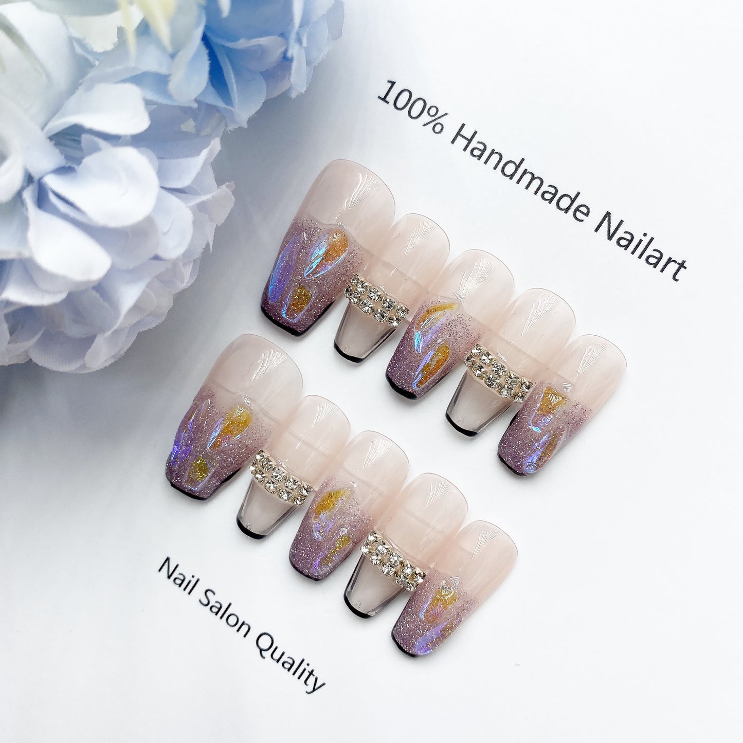 Handmade Nails Press on Nails DIY Nail Art for Woman Girl Nail Design Long Coffin 2023