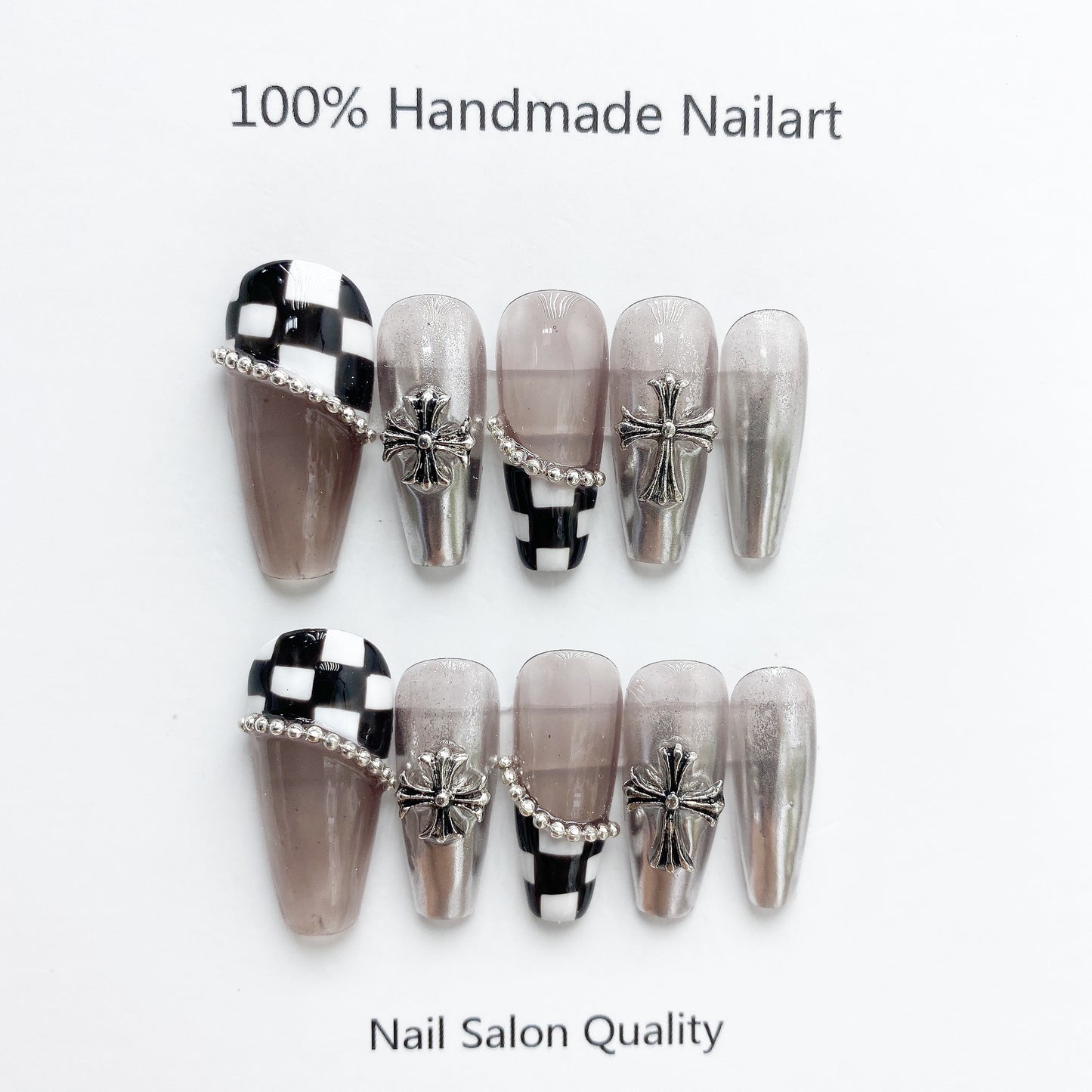 Handmade Nails Press on Nails DIY Nail Art for Woman Girl Nail Design Long Coffin 2023