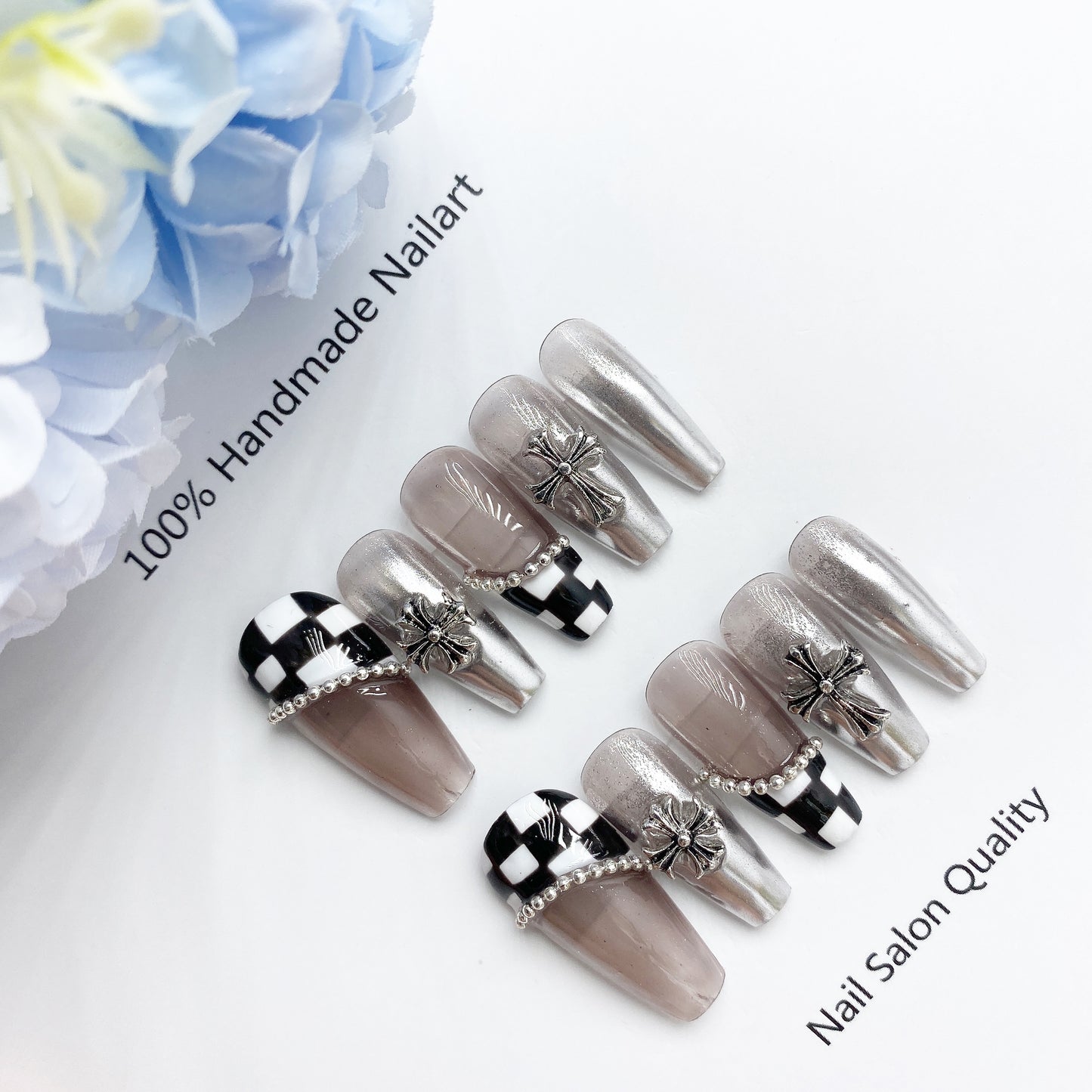 Handmade Nails Press on Nails DIY Nail Art for Woman Girl Nail Design Long Coffin 2023