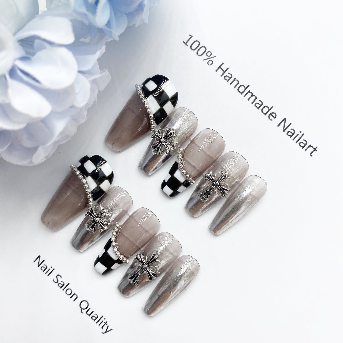 Handmade Nails Press on Nails DIY Nail Art for Woman Girl Nail Design Long Coffin 2023
