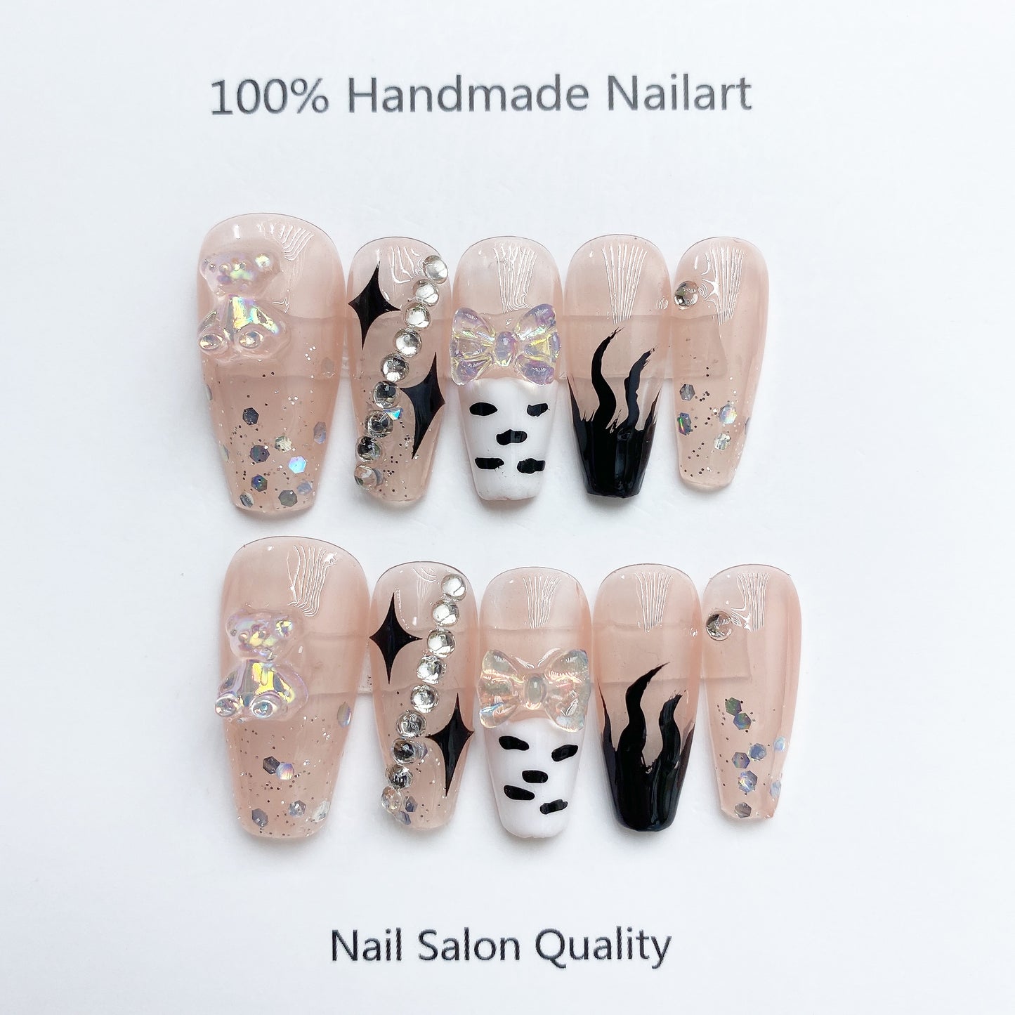Handmade Nails Press on Nails DIY Nail Art for Woman Girl Nail Design Long Coffin 2023