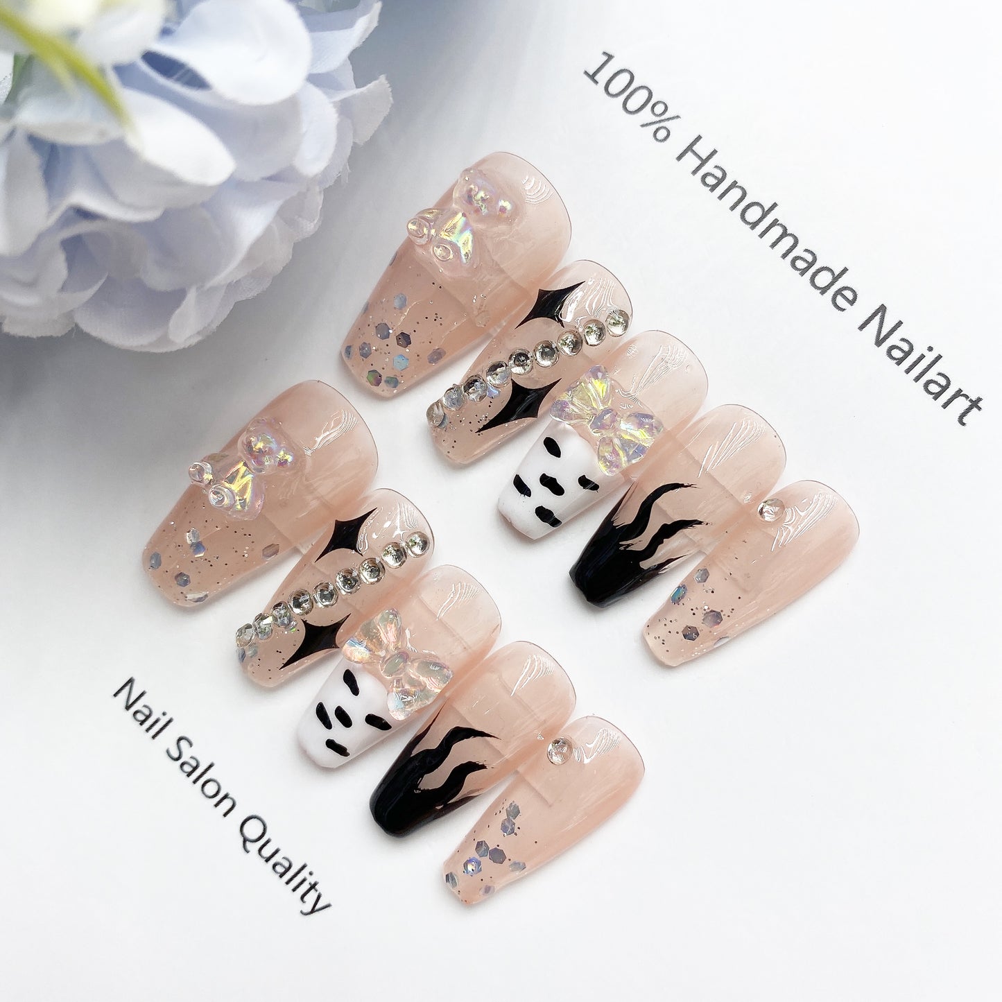 Handmade Nails Press on Nails DIY Nail Art for Woman Girl Nail Design Long Coffin 2023