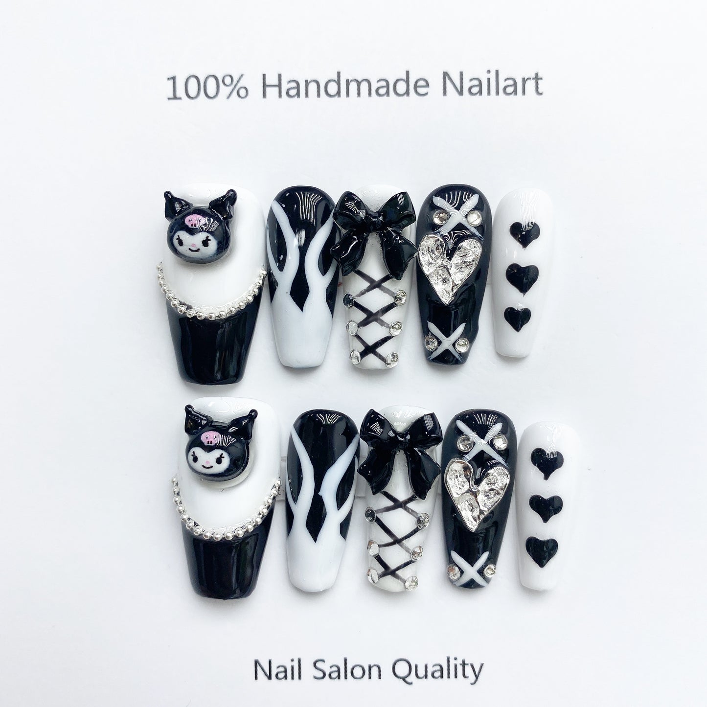 Handmade Nails Press on Nails DIY Nail Art for Woman Girl Nail Design Long Coffin 2023