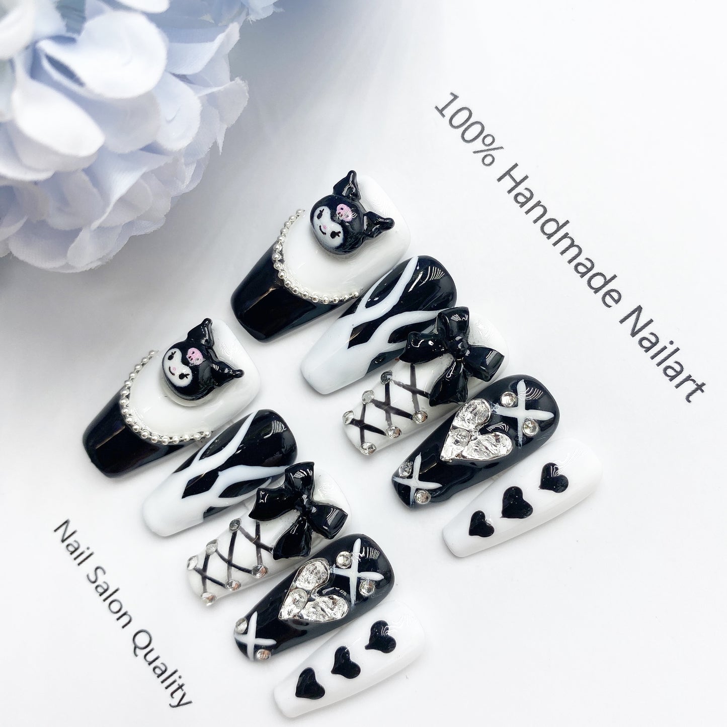 Handmade Nails Press on Nails DIY Nail Art for Woman Girl Nail Design Long Coffin 2023