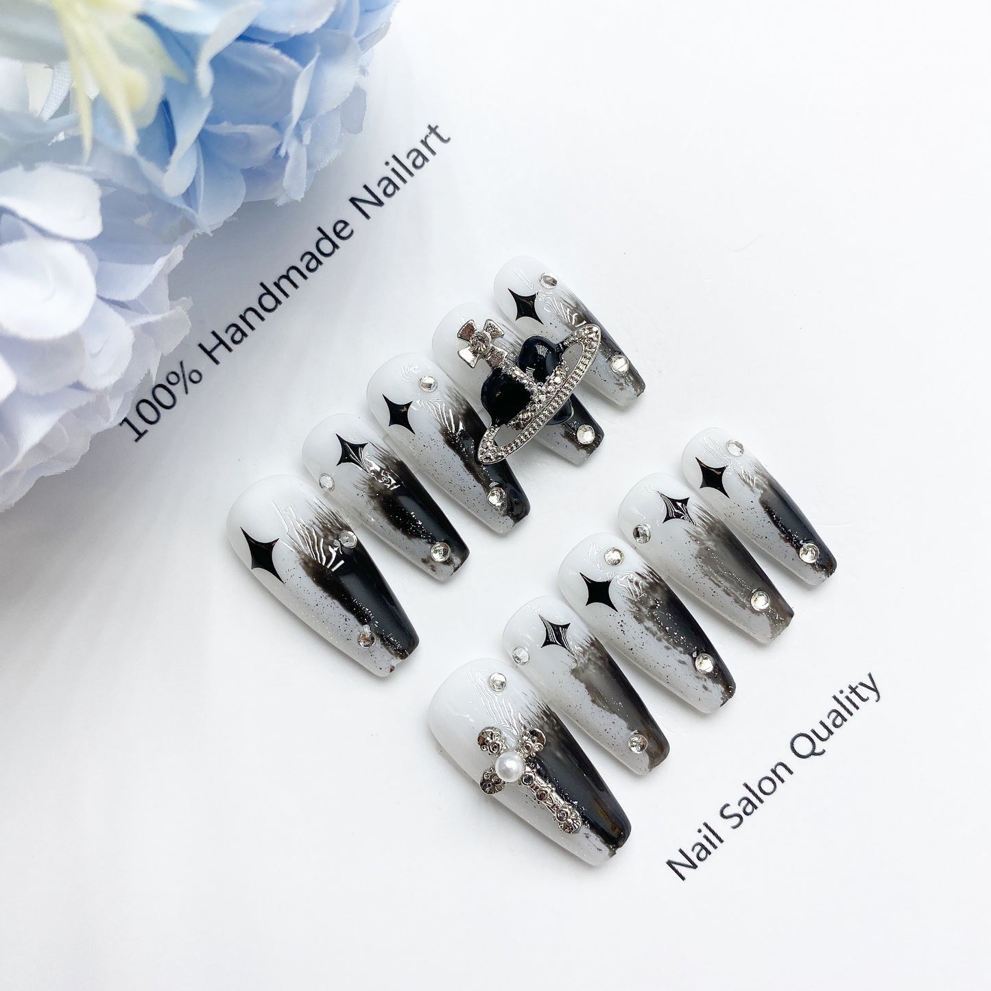 Handmade Nails Press on Nails DIY Nail Art for Woman Girl Nail Design Long Coffin 2023