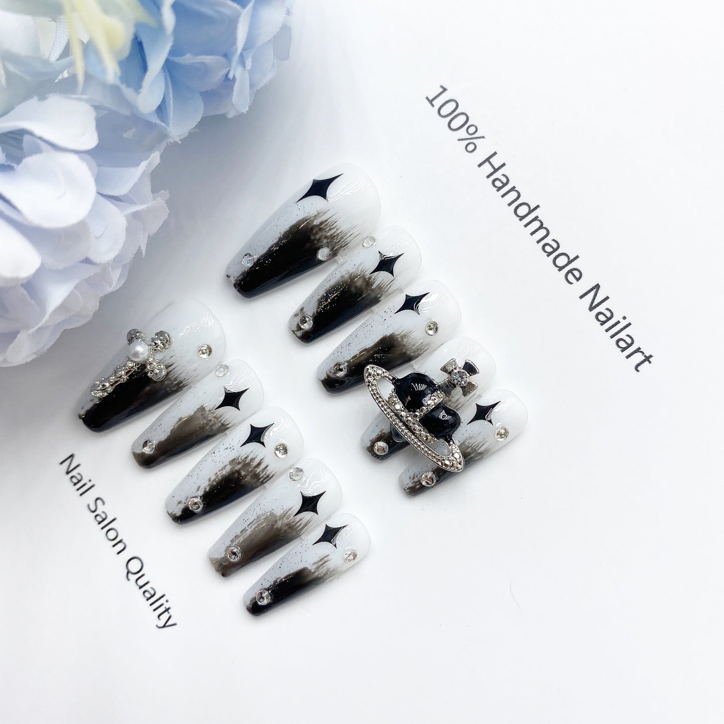 Handmade Nails Press on Nails DIY Nail Art for Woman Girl Nail Design Long Coffin 2023