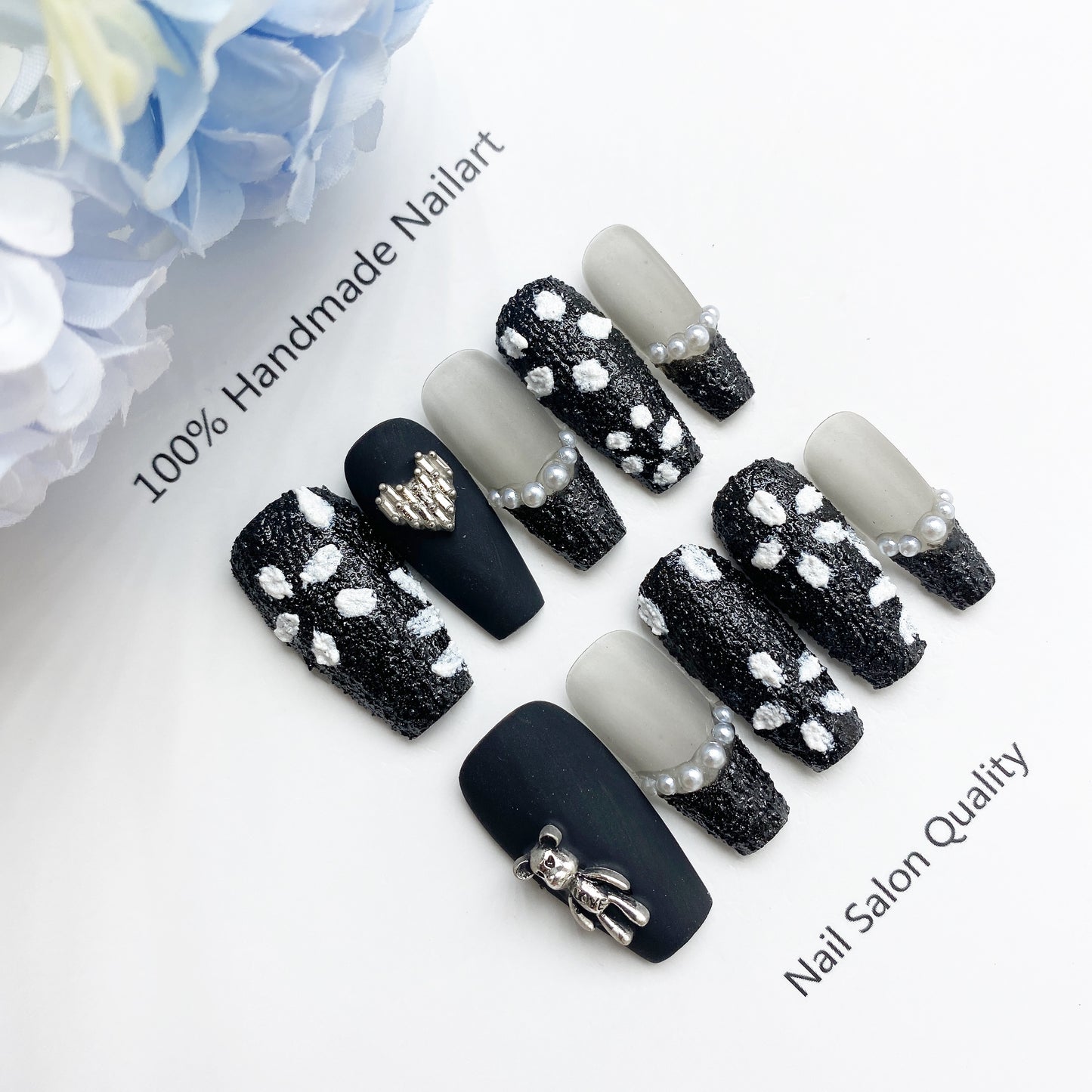 Handmade Nails Press on Nails DIY Nail Art for Woman Girl Nail Design Long Coffin 2023