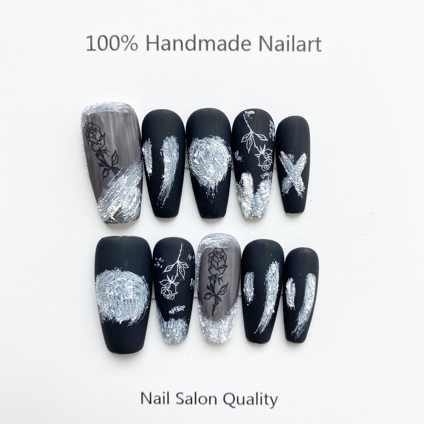 Handmade Nails Press on Nails DIY Nail Art for Woman Girl Nail Design Long Coffin 2023