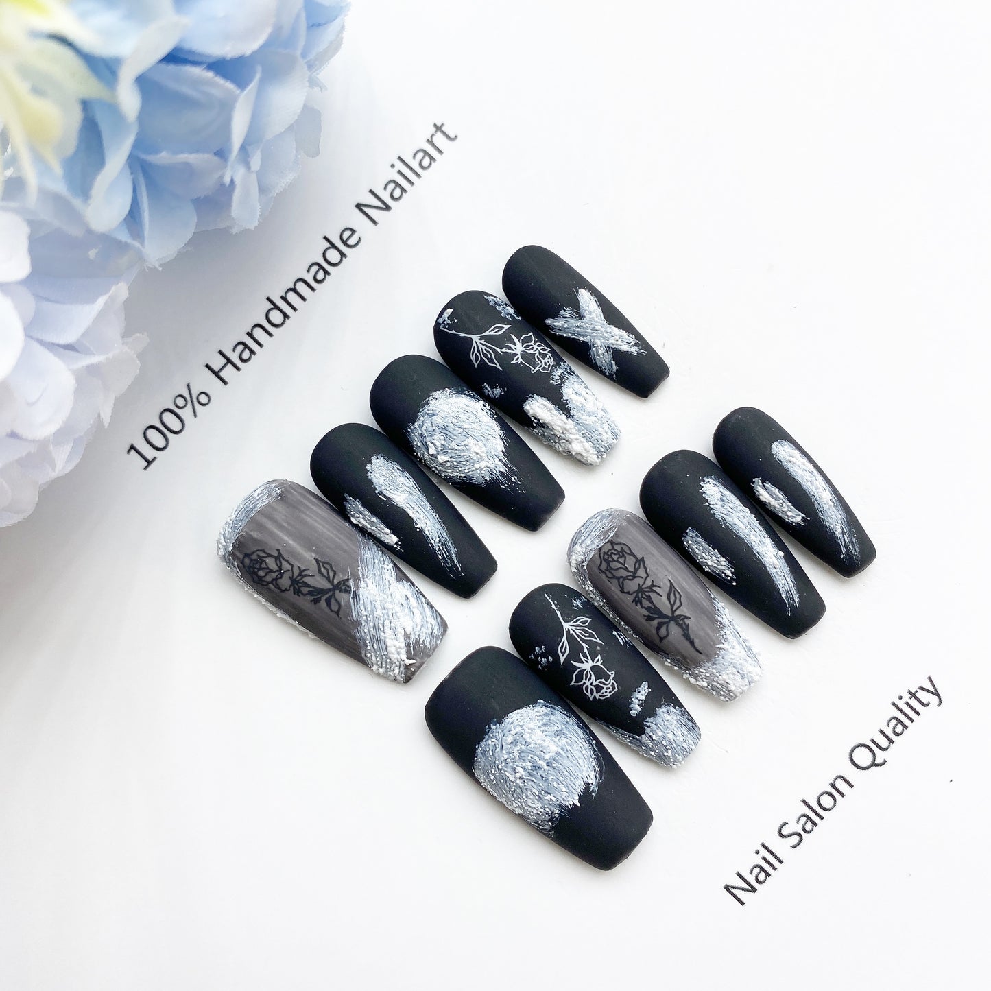 Handmade Nails Press on Nails DIY Nail Art for Woman Girl Nail Design Long Coffin 2023