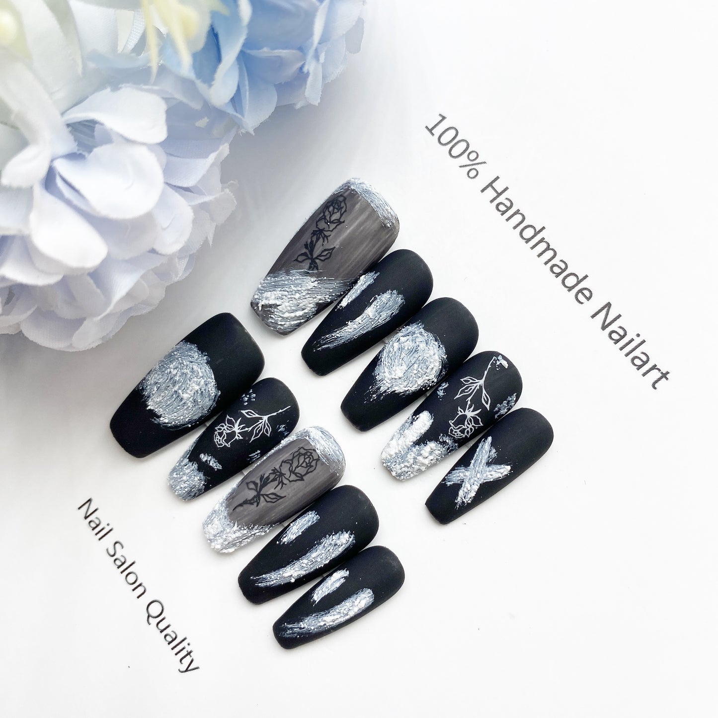 Handmade Nails Press on Nails DIY Nail Art for Woman Girl Nail Design Long Coffin 2023