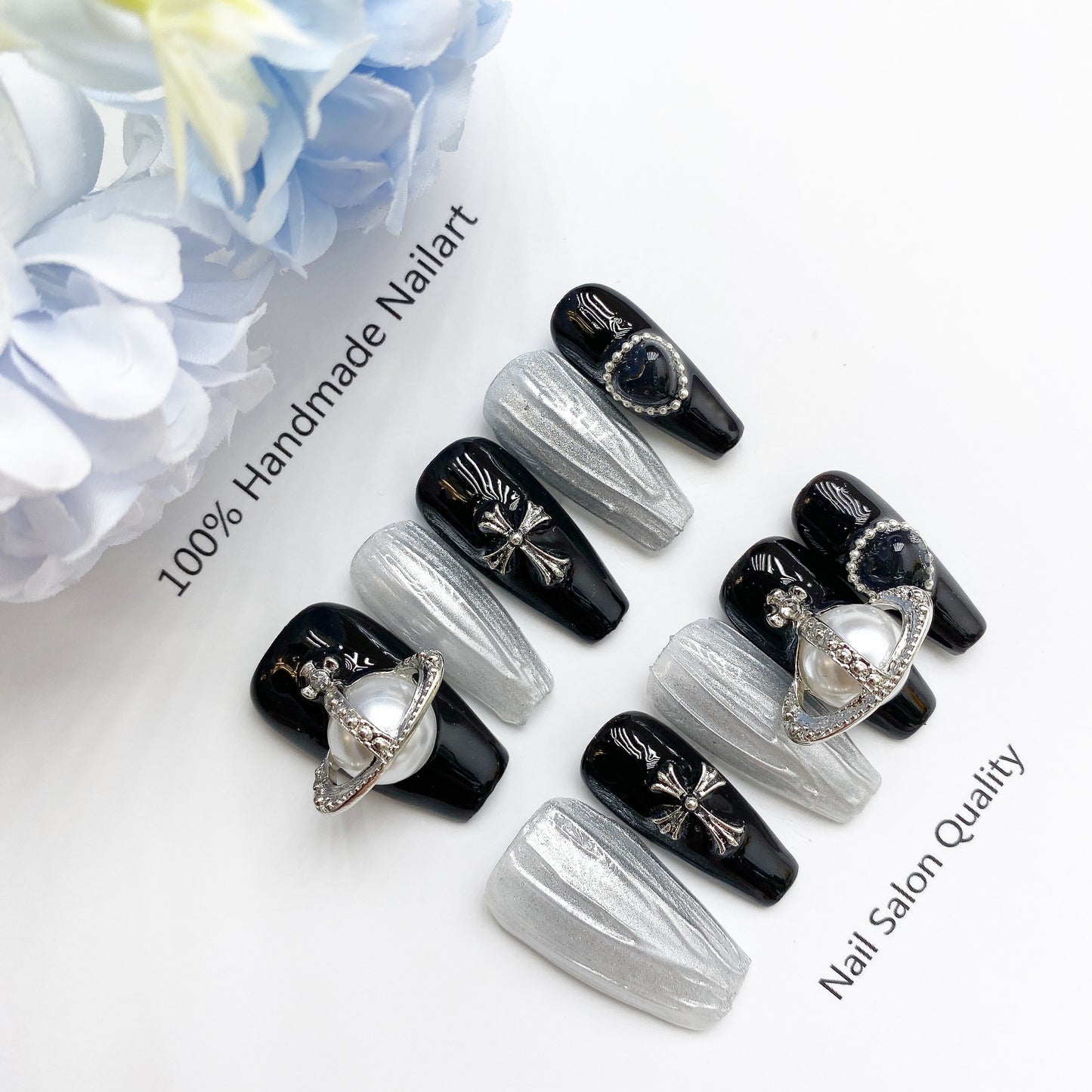 Handmade Nails Press on Nails DIY Nail Art for Woman Girl Nail Design Long Coffin 2023