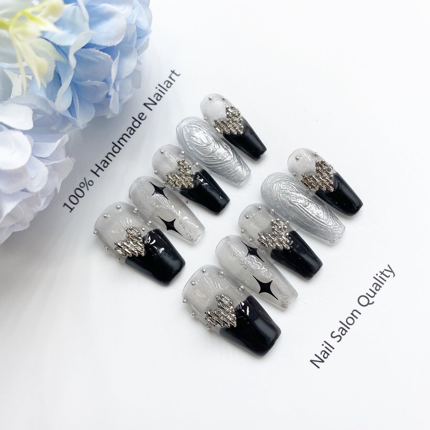 Handmade Nails Press on Nails DIY Nail Art for Woman Girl Nail Design Long Coffin 2023