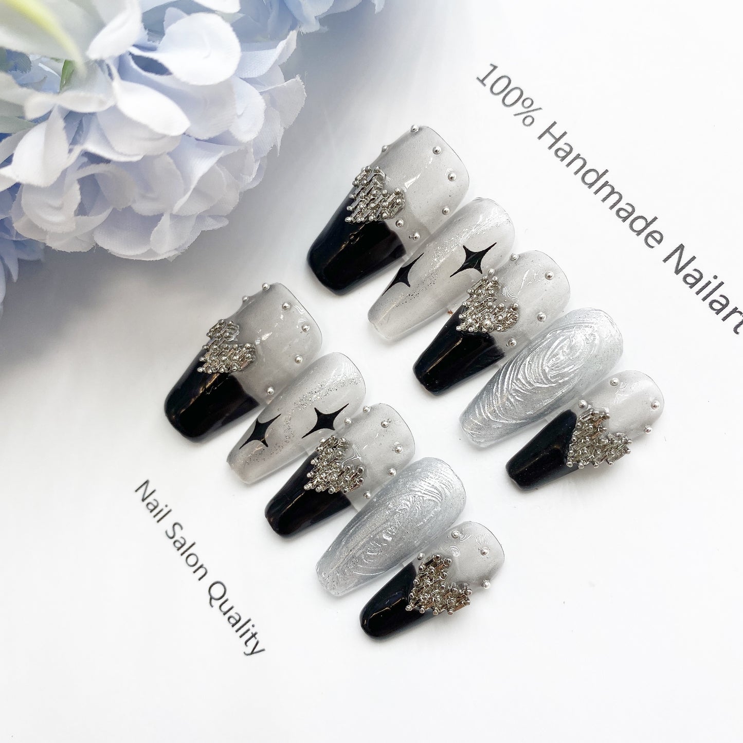 Handmade Nails Press on Nails DIY Nail Art for Woman Girl Nail Design Long Coffin 2023