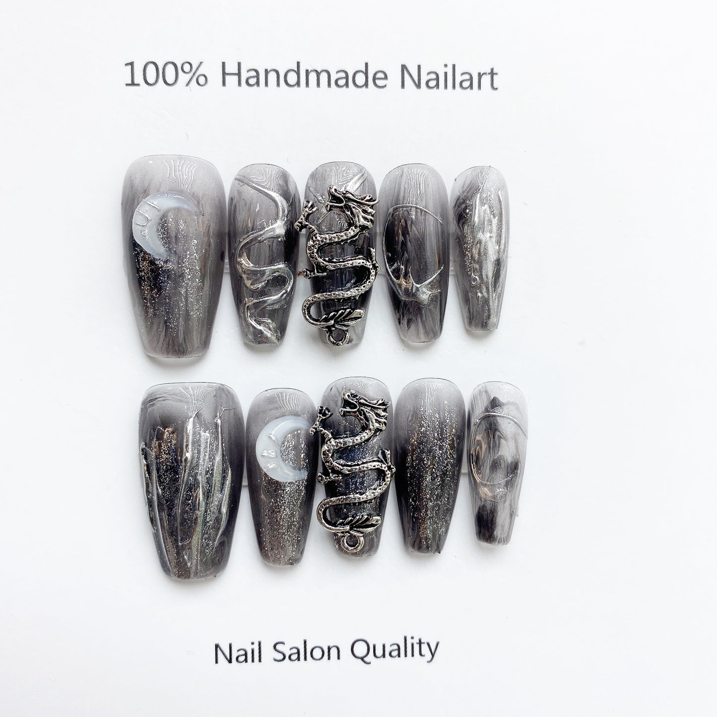 Handmade Nails Press on Nails DIY Nail Art for Woman Girl Nail Design Long Coffin 2023