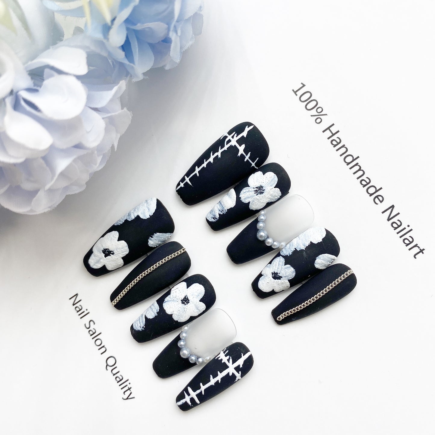 Handmade Nails Press on Nails DIY Nail Art for Woman Girl Nail Design Long Coffin 2023