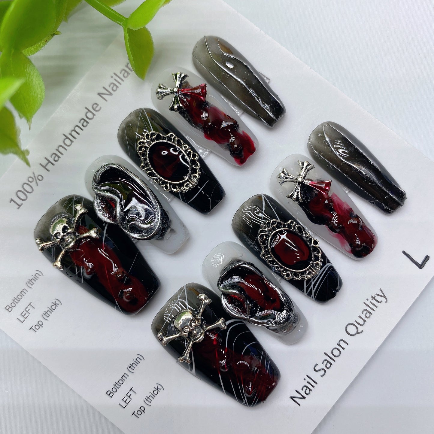 Handmade Nails Press on Nails DIY Nail Art for Woman Girl Nail Design Long Coffin 2023 TN-8008