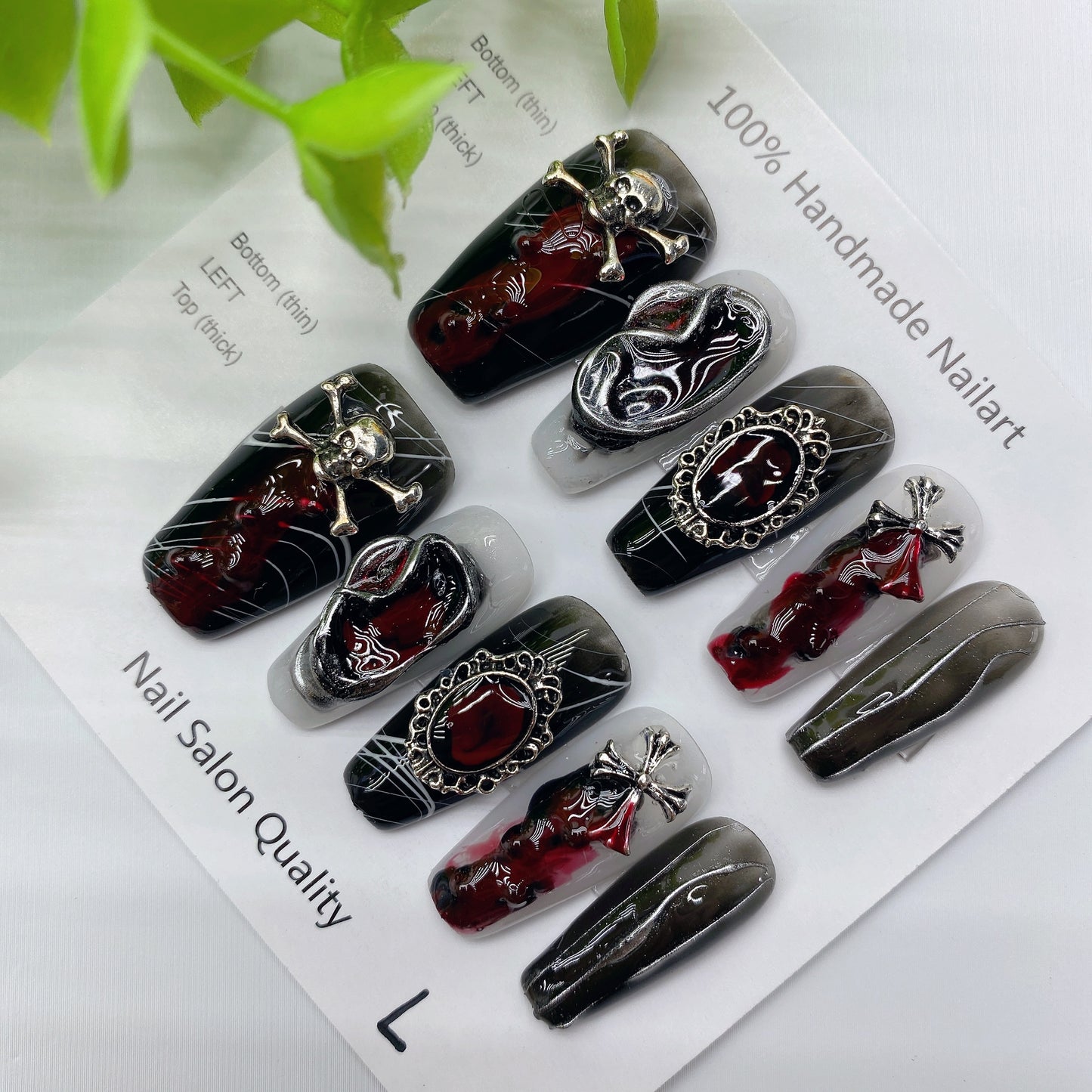 Handmade Nails Press on Nails DIY Nail Art for Woman Girl Nail Design Long Coffin 2023 TN-8008