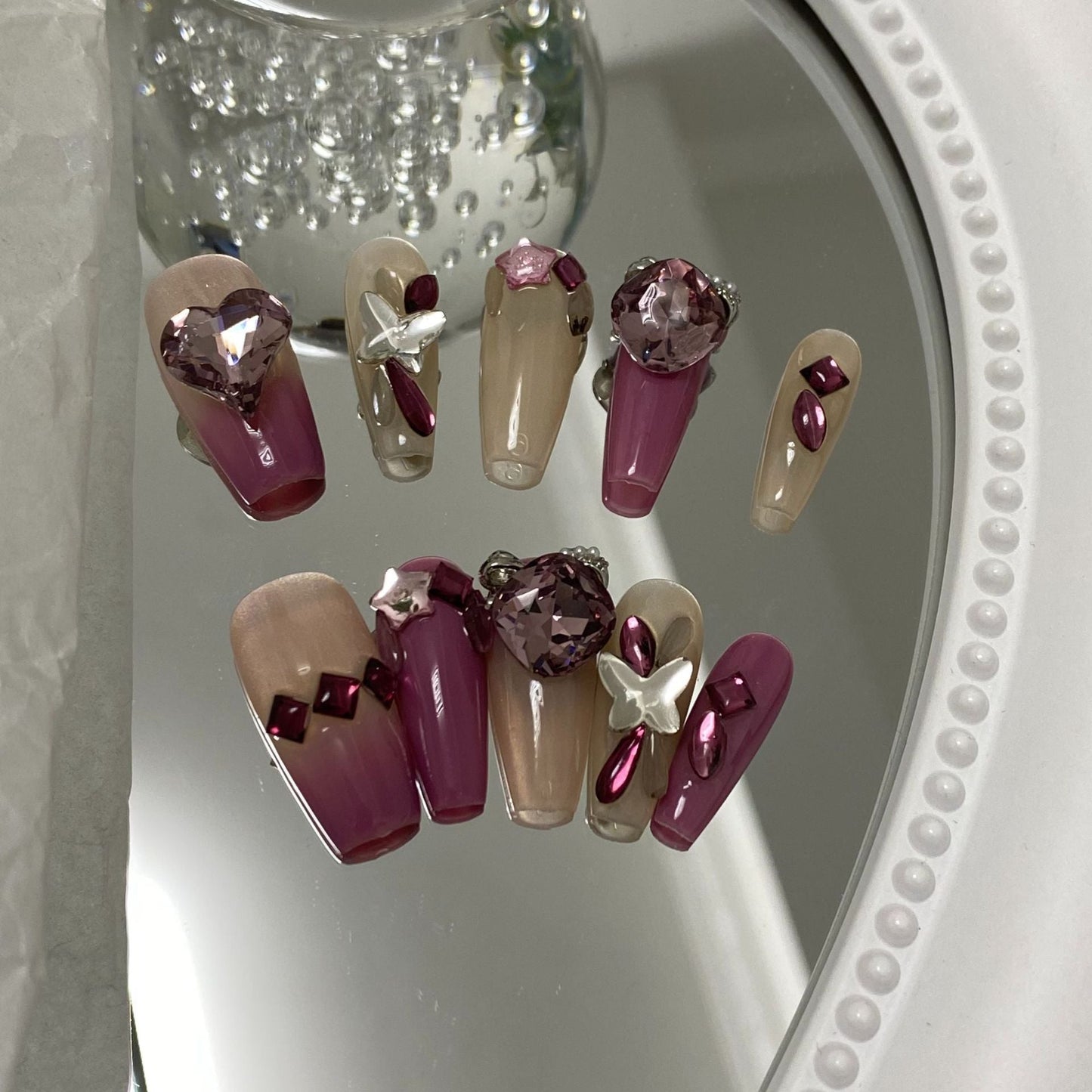 Designer: MaoMao.Handmade Nail Designs Press on Nails DIY  Nail Art for woman girl