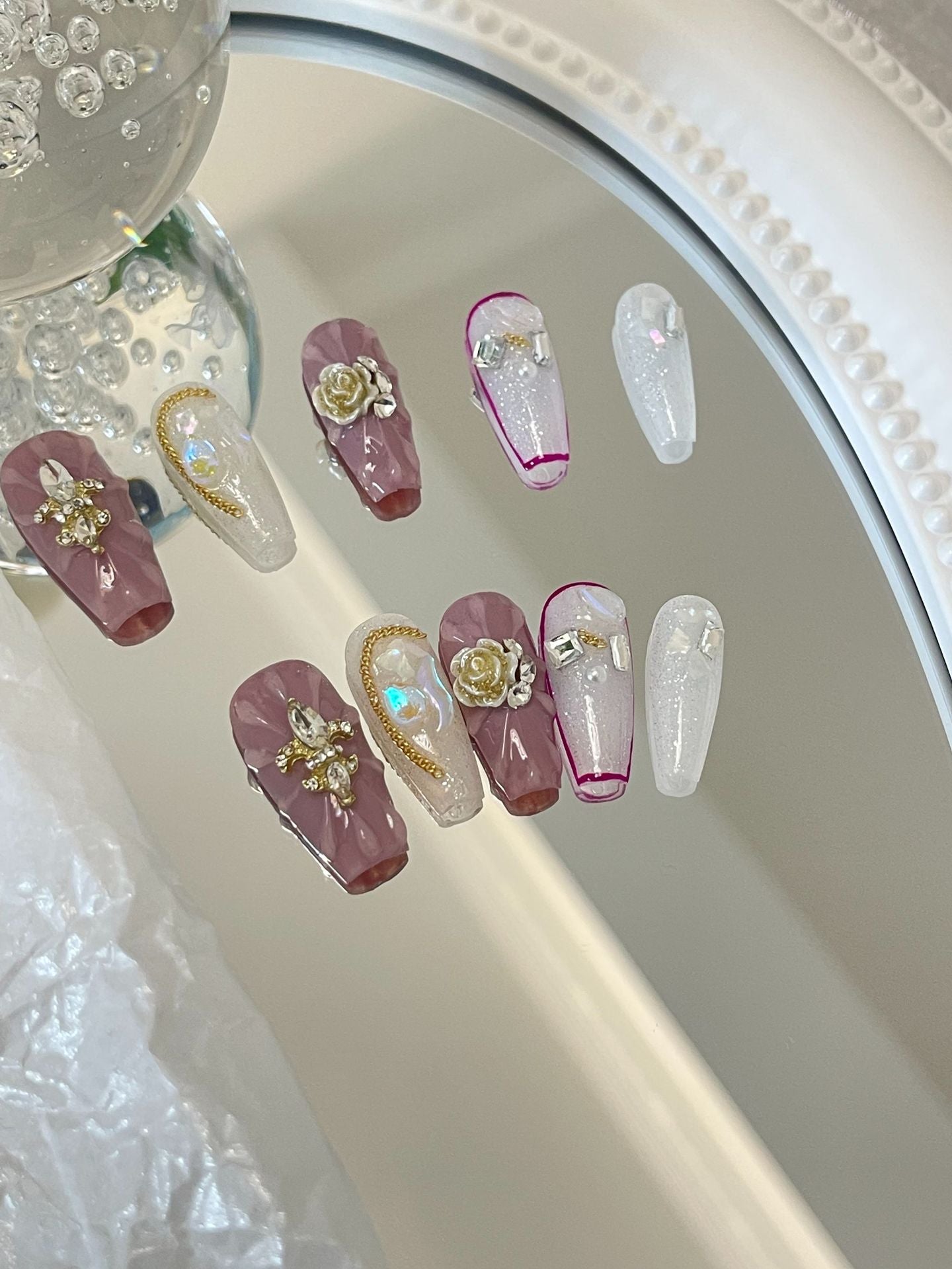 Designer: MaoMao.Handmade Nail Designs Press on Nails DIY  Nail Art for woman girl
