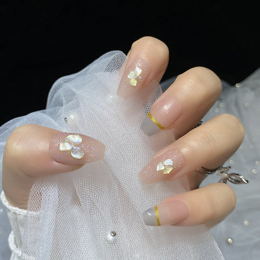 Designer: HuaHua.Handmade nails Press on Nails DIY Nail Art for woman girl Long Coffin pink