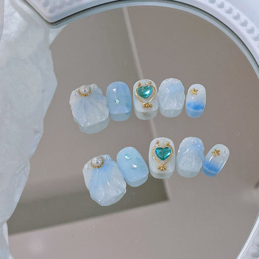 Designer: MaoMao.Handmade Nail Designs Press on Nails DIY  Nail Art for woman girl