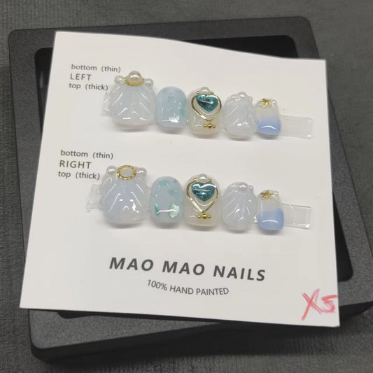 Designer: MaoMao.Handmade Nail Designs Press on Nails DIY  Nail Art for woman girl