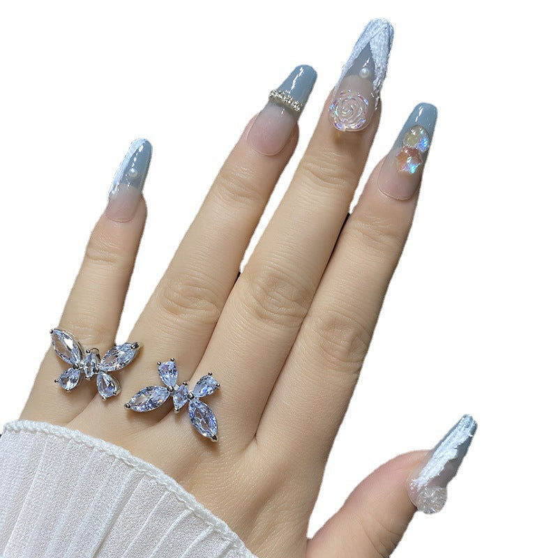 Designer: HuaHua.Handmade nails Press on Nails DIY Nail Art for woman girl Long Coffin pink blue