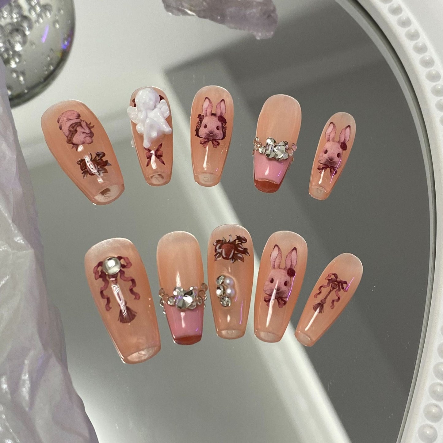 Designer: MaoMao.Handmade Nail Designs Press on Nails DIY  Nail Art for woman girl