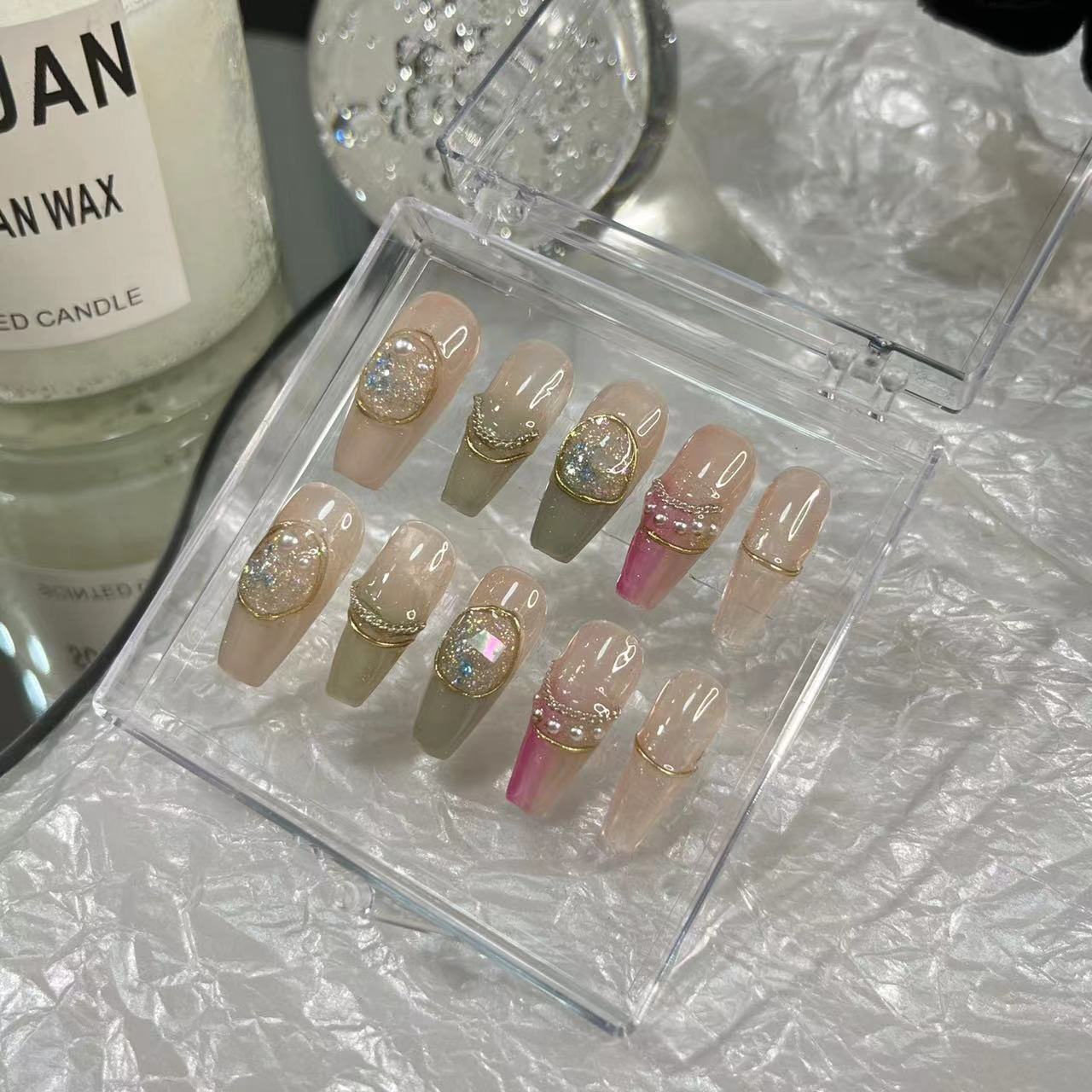 Designer: MaoMao.Handmade Nail Designs Press on Nails DIY  Nail Art for woman girl