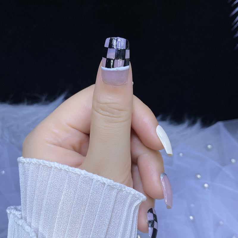 Designer: HuaHua.Handmade nails Press on Nails DIY Nail Art for woman girl Long Square pink