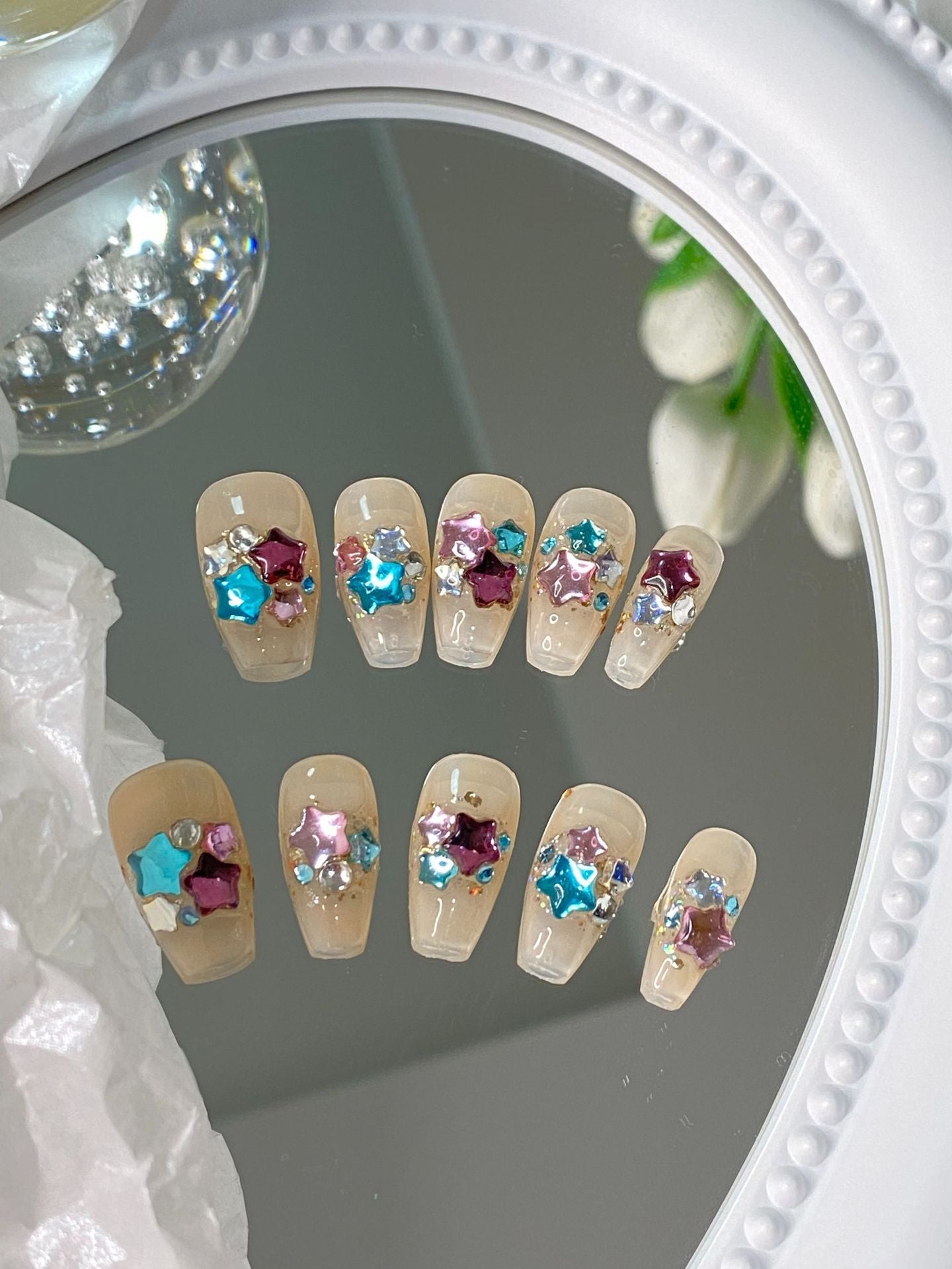 Designer: MaoMao.Handmade Nail Designs Press on Nails DIY  Nail Art for woman girl