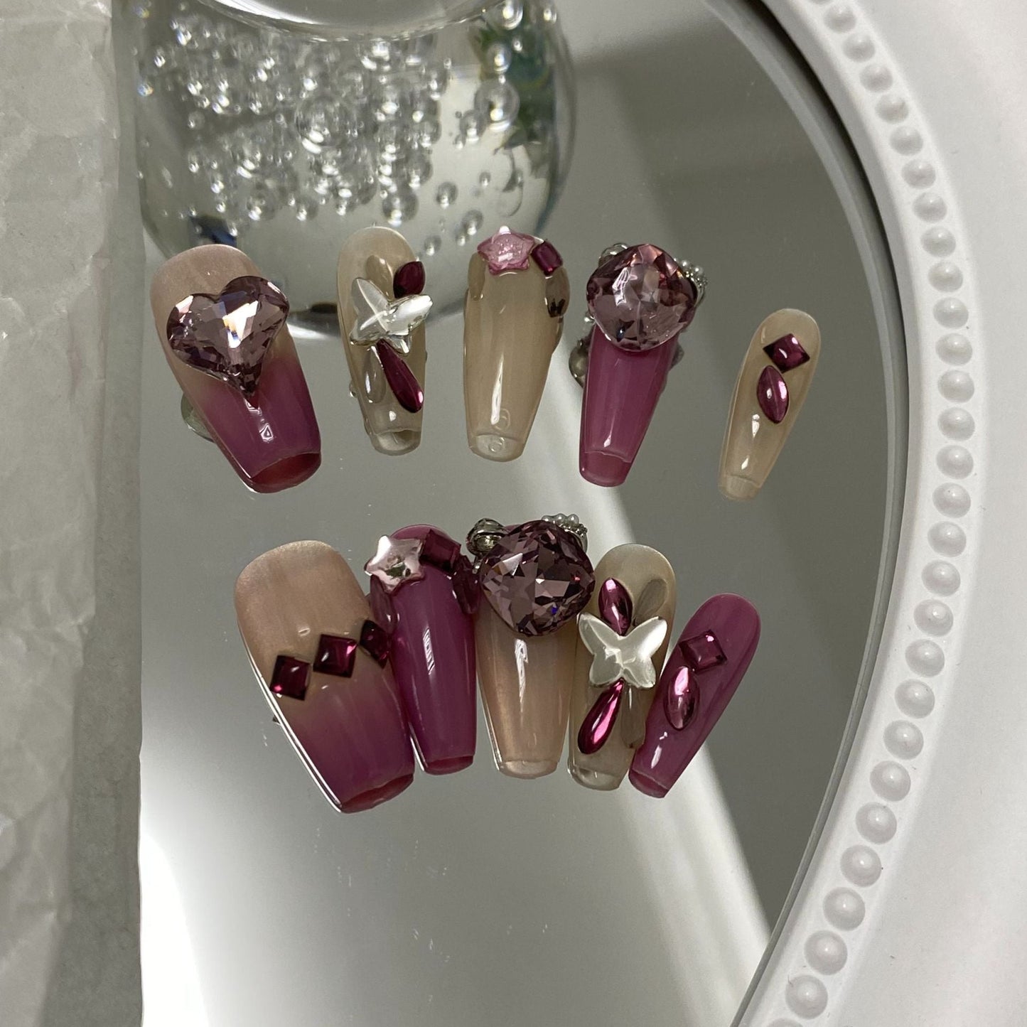 Designer: MaoMao.Handmade Nail Designs Press on Nails DIY  Nail Art for woman girl