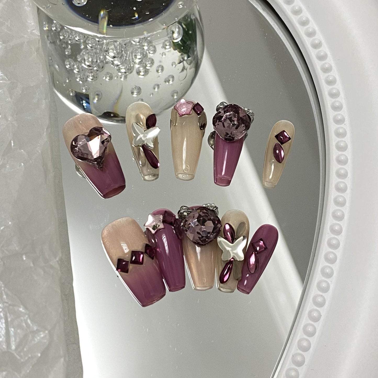 Designer: MaoMao.Handmade Nail Designs Press on Nails DIY  Nail Art for woman girl