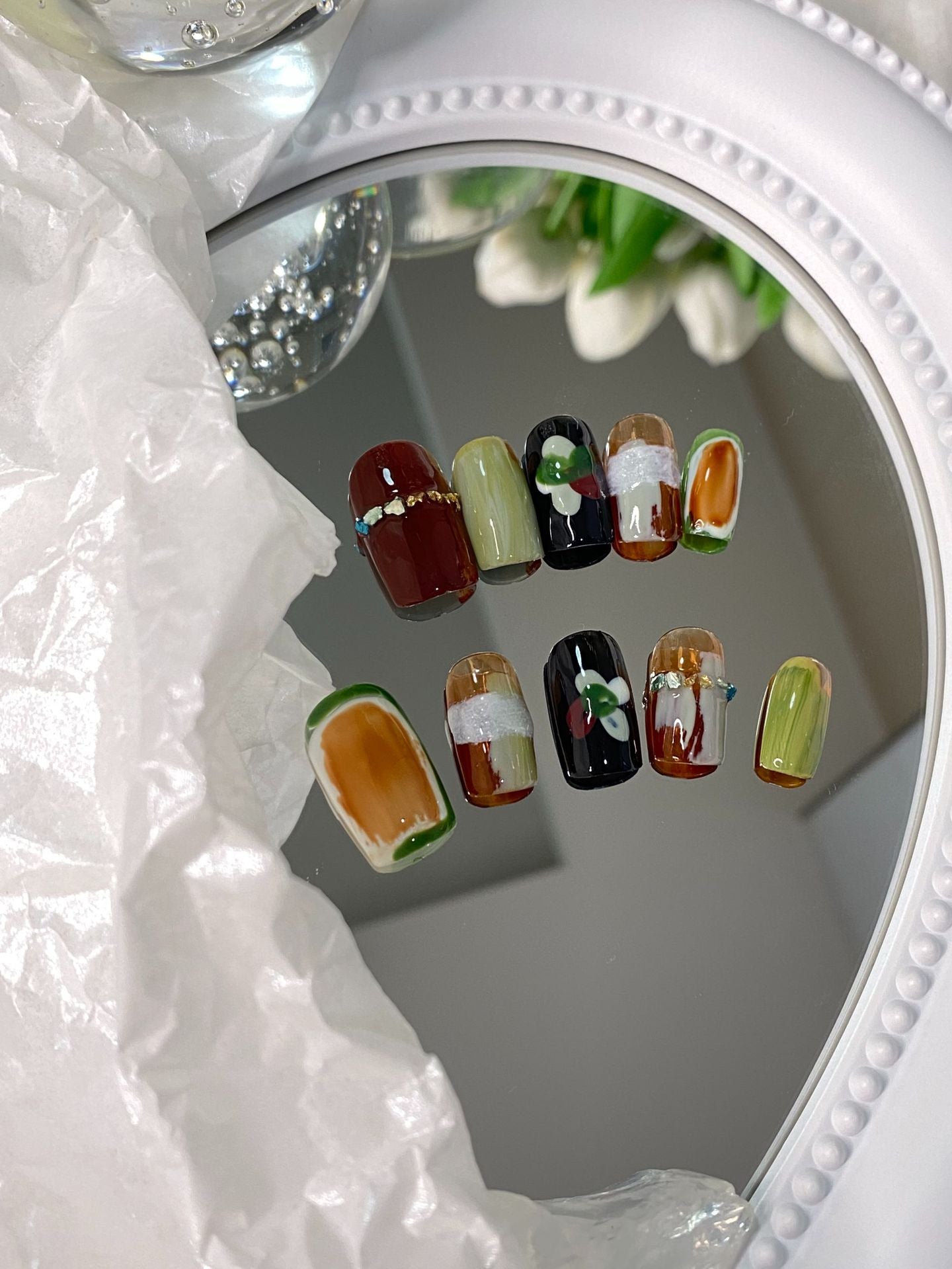 Designer: MaoMao.Handmade Nail Designs Press on Nails DIY  Nail Art for woman girl