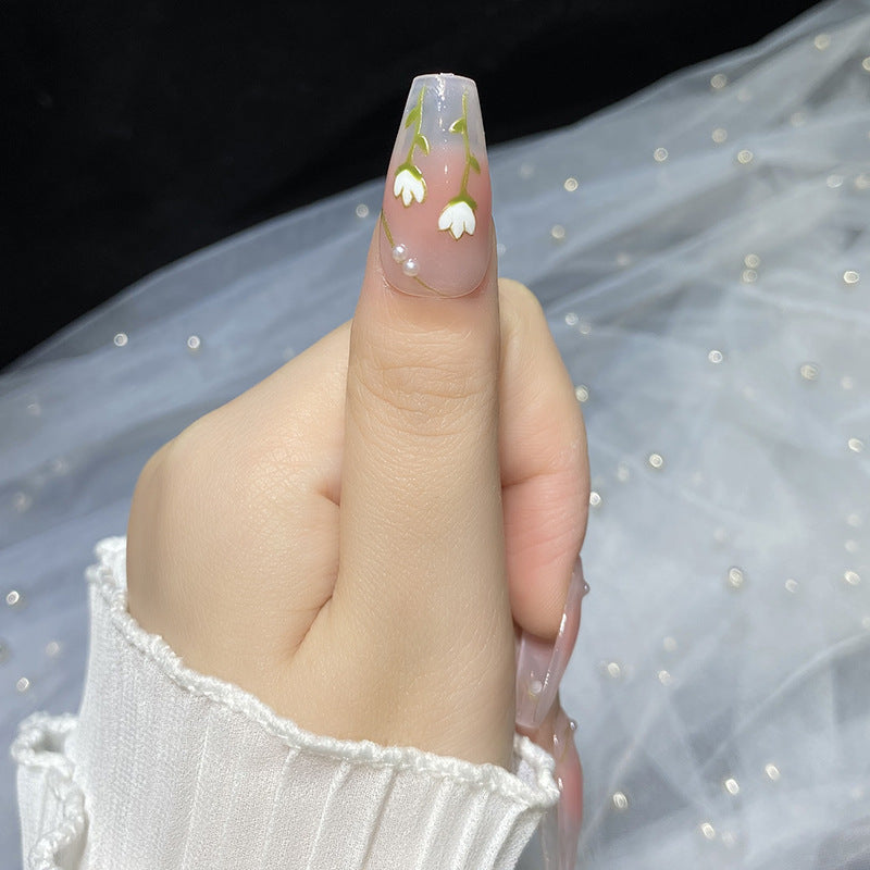 Designer: HuaHua.Handmade nails Press on Nails DIY Nail Art for woman girl Long Coffin pink