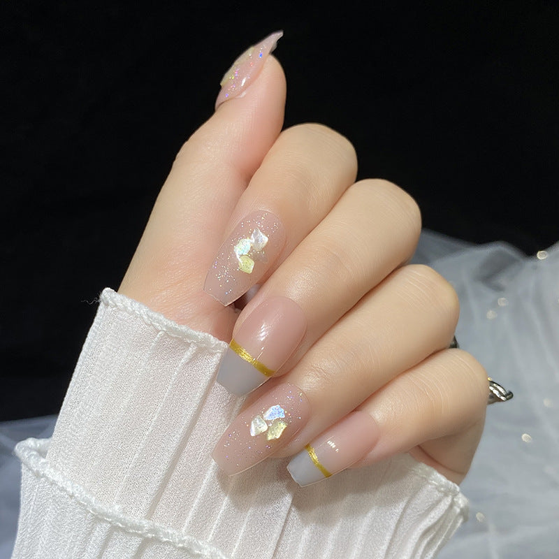 Designer: HuaHua.Handmade nails Press on Nails DIY Nail Art for woman girl Long Coffin pink