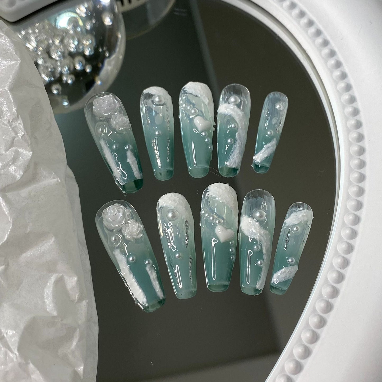 Designer: MaoMao.Handmade Nail Designs Press on Nails DIY  Nail Art for woman girl