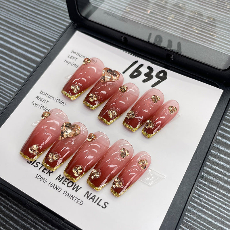 Designer: MeowMeow.Handmade Nail Designs Press on Nails DIY  Nail Art for woman girl Long Coffin red