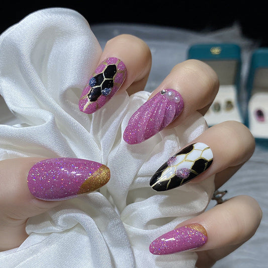 Designer: HuaHua.Handmade nails Press on Nails DIY Nail Art for woman girl Almond Long mauve
