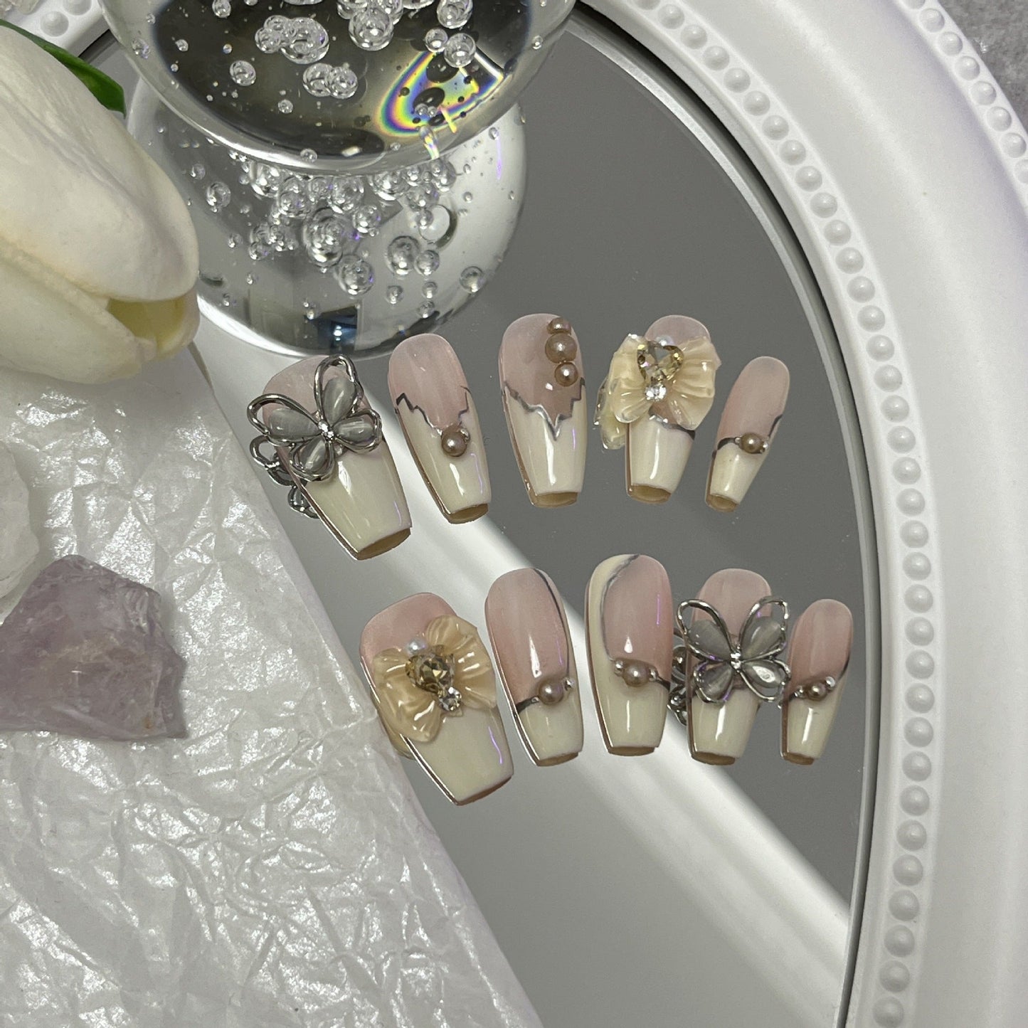 Designer: MaoMao.Handmade Nail Designs Press on Nails DIY  Nail Art for woman girl