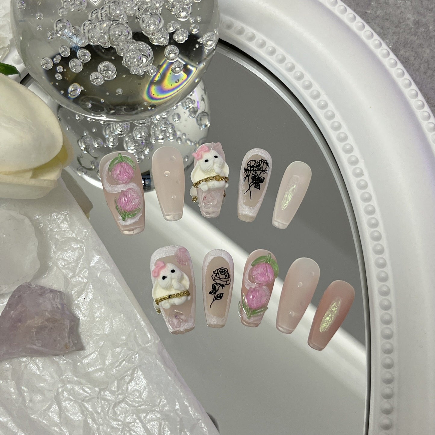 Designer: MaoMao.Handmade Nail Designs Press on Nails DIY  Nail Art for woman girl