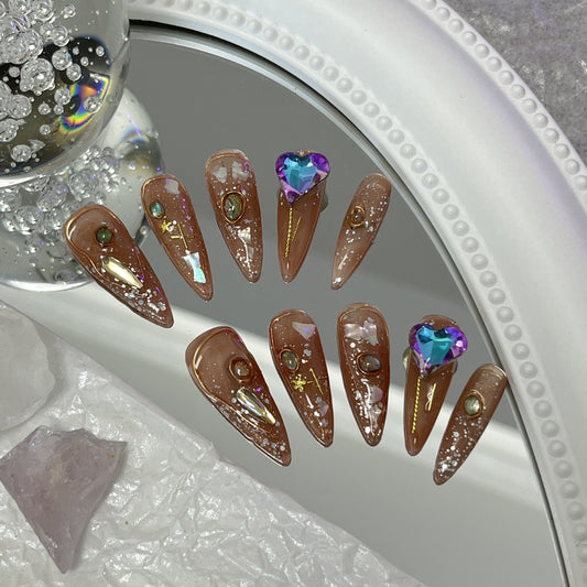 Designer: MaoMao.Handmade Nail Designs Press on Nails DIY  Nail Art for woman girl